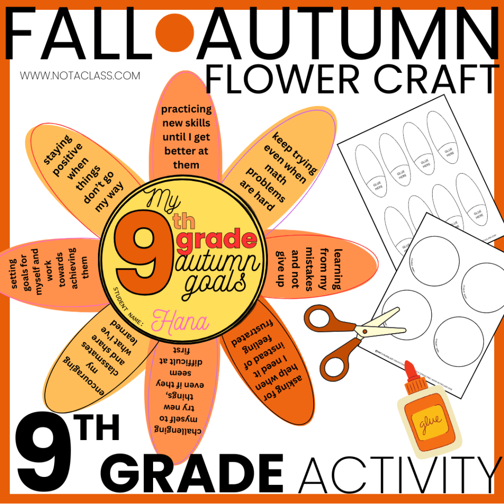 fall or autumn flower craft goal setting activity for 9th grade
