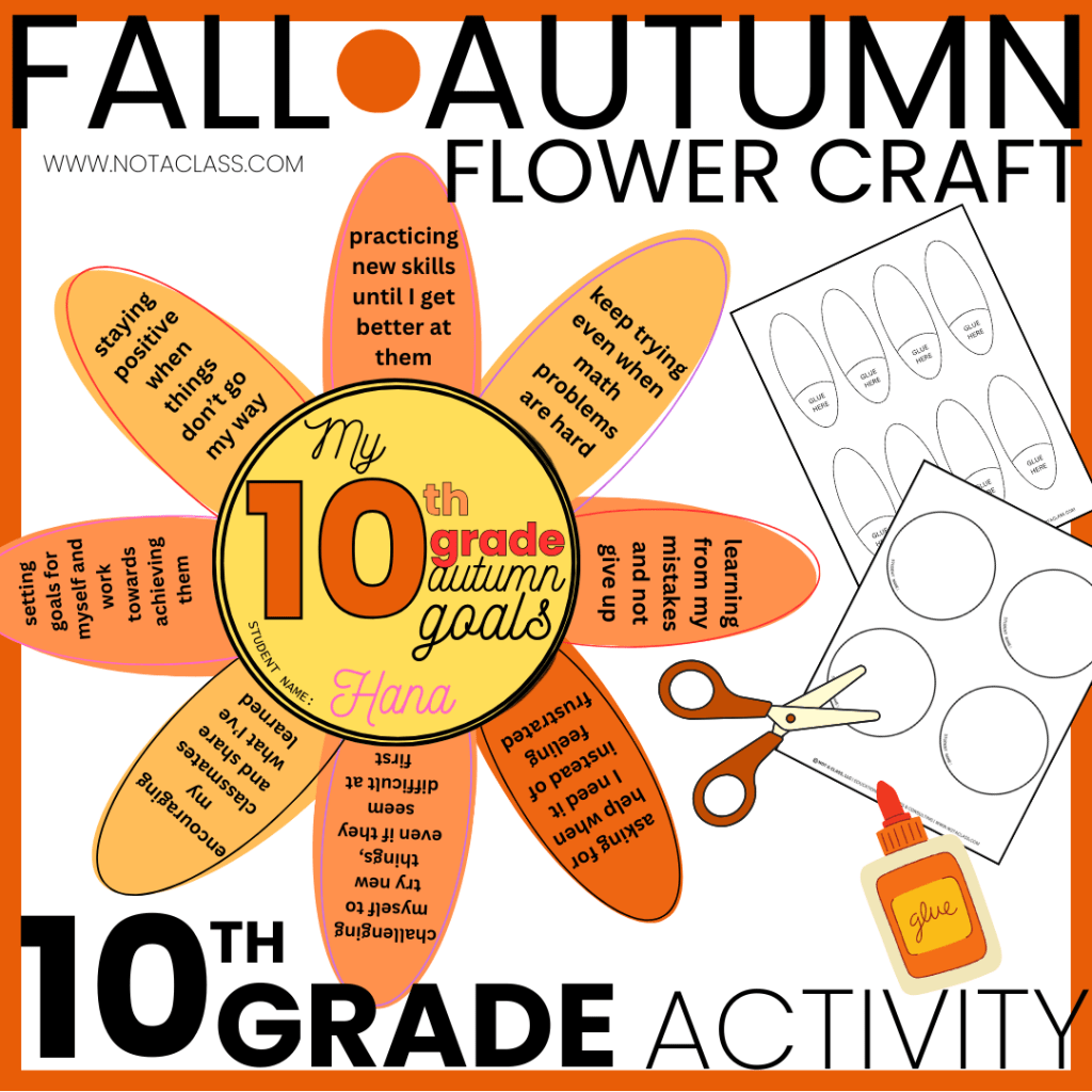 fall or autumn flower craft goal setting activity for 10th grade