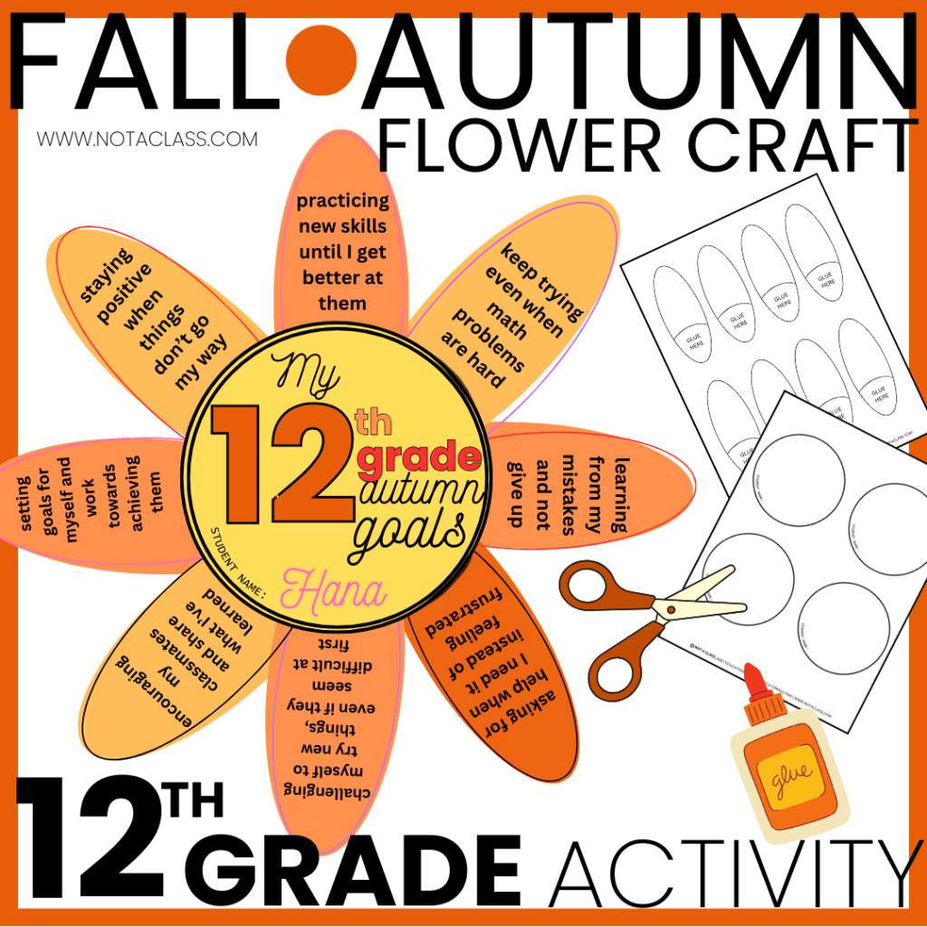fall or autumn flower craft goal setting activity for 12th grade
