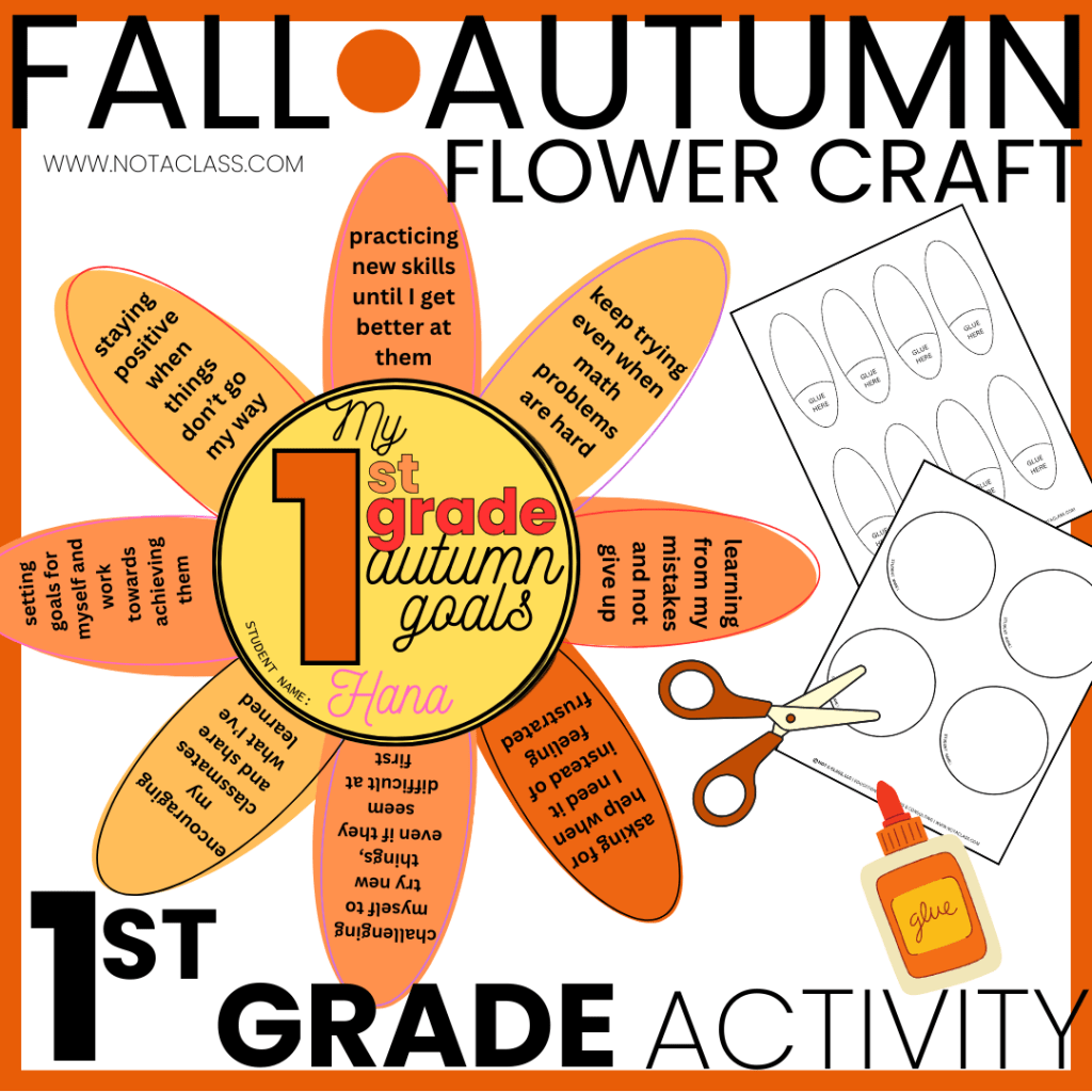 fall or autumn flower craft goal setting activity for 1st grade