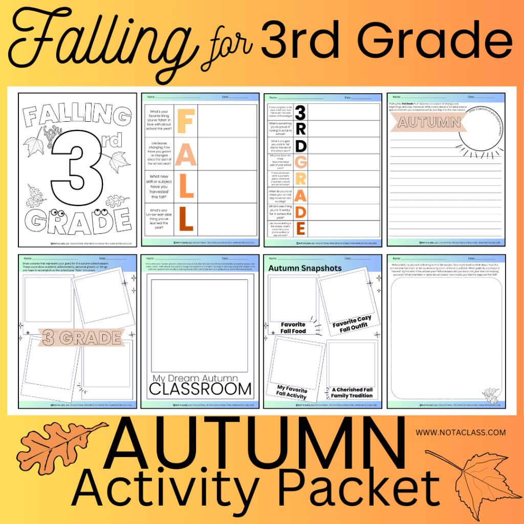 falling for 3rd grade, autumn and fall activity packet and worksheets
