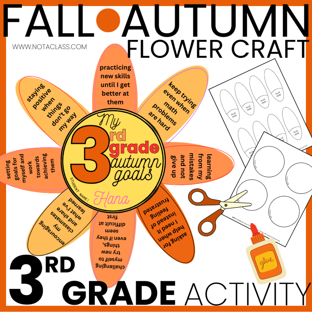 fall or autumn flower craft goal setting activity for 3rd grade