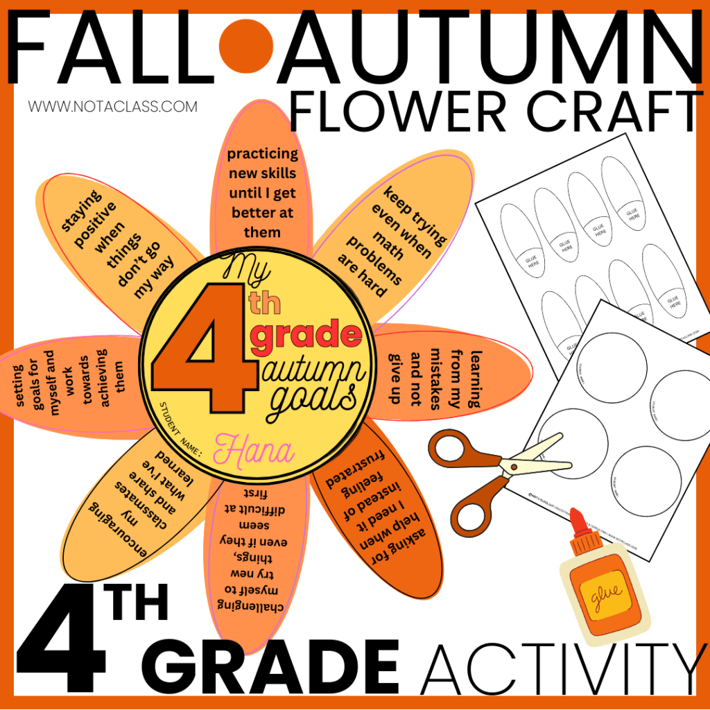 fall or autumn flower craft goal setting activity for 4th grade