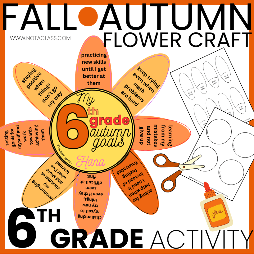 fall or autumn flower craft goal setting activity for 6th grade