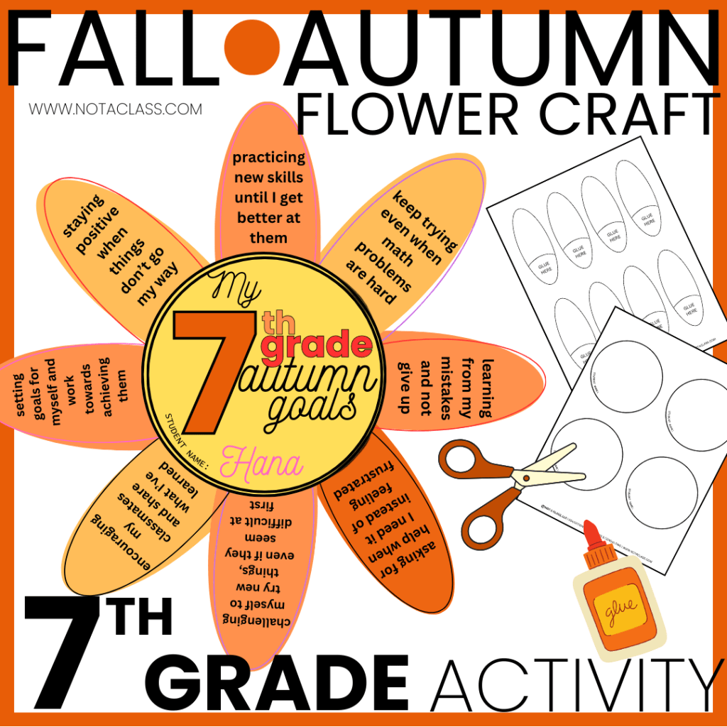 fall or autumn flower craft goal setting activity for 7th grade