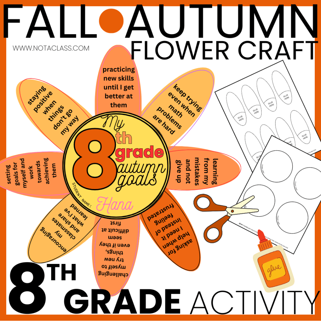 fall or autumn flower craft goal setting activity for 8th grade