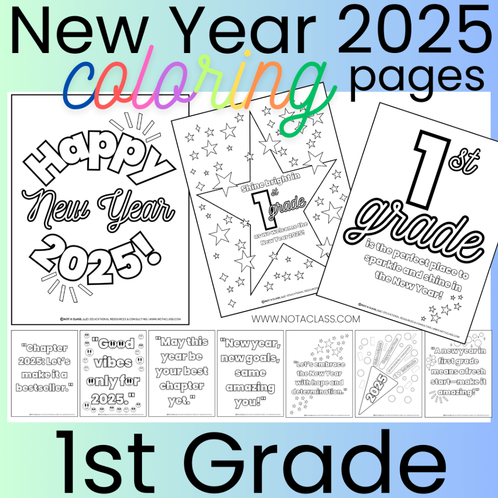 happy new year 2025 coloring pages for classrooms