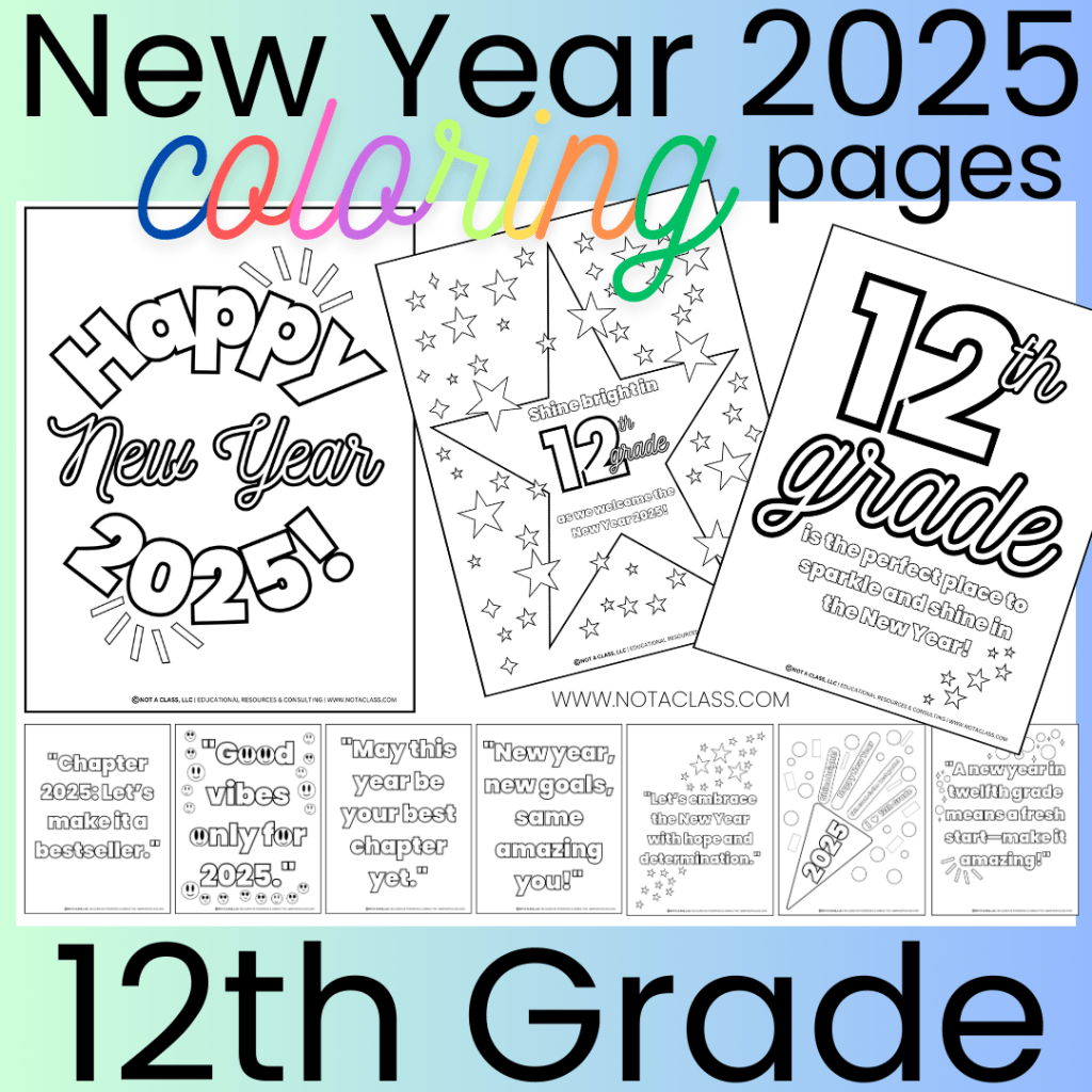 happy new year 2025 coloring pages for classrooms