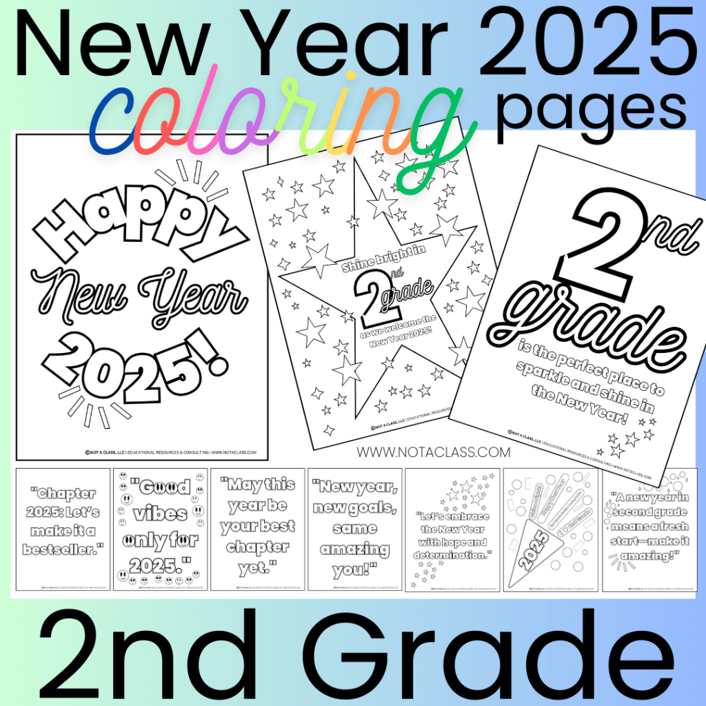 happy new year 2025 coloring pages for classrooms
