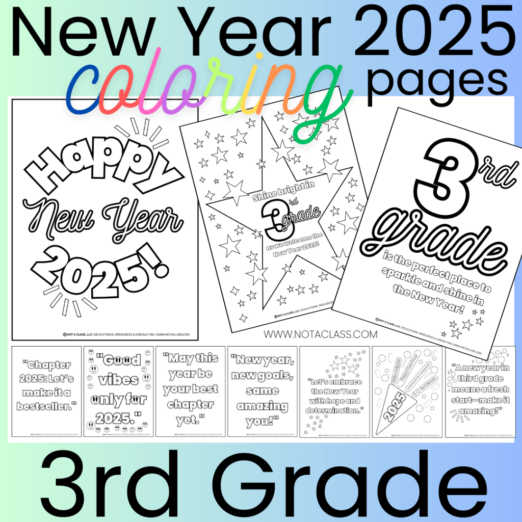 happy new year 2025 coloring pages for classrooms