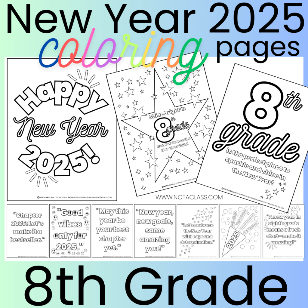 happy new year 2025 coloring pages for classrooms