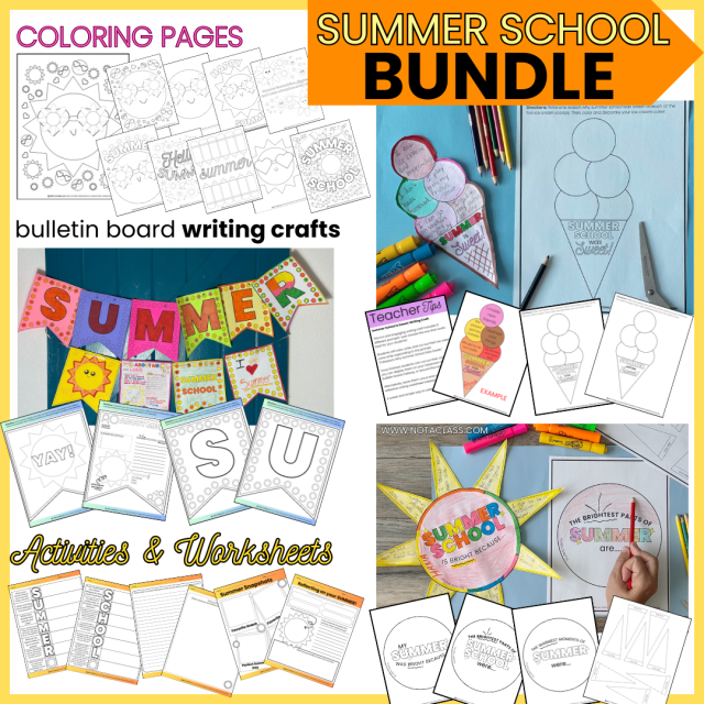 Summer School Get to Know You Banner Writing Craft, Activity Packet, Worksheets