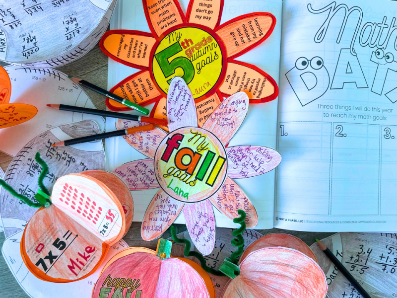 My 5th Grade Math Centers for September: Fall Activities, Student Data Tracking, Football & Pumpkin Math&nbsp;Crafts